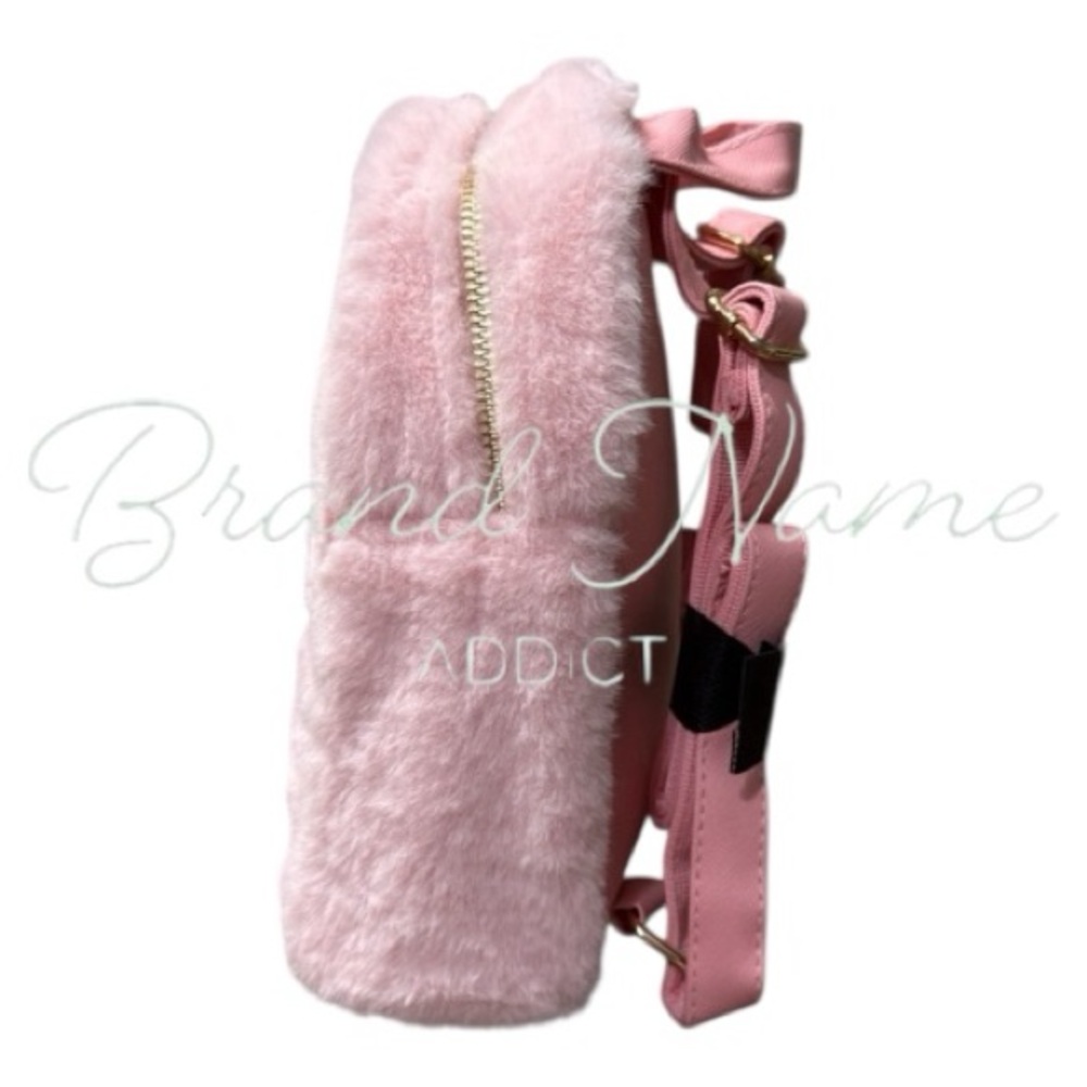 Disney Minnie Mouse Fuzzy Light Pink Mini Backpack - Picture 4 of 7
